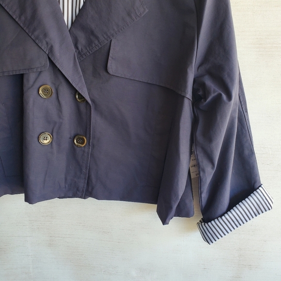 NWT Maison Jules Navy Cropped Trench Coat - Picture 4 of 5
